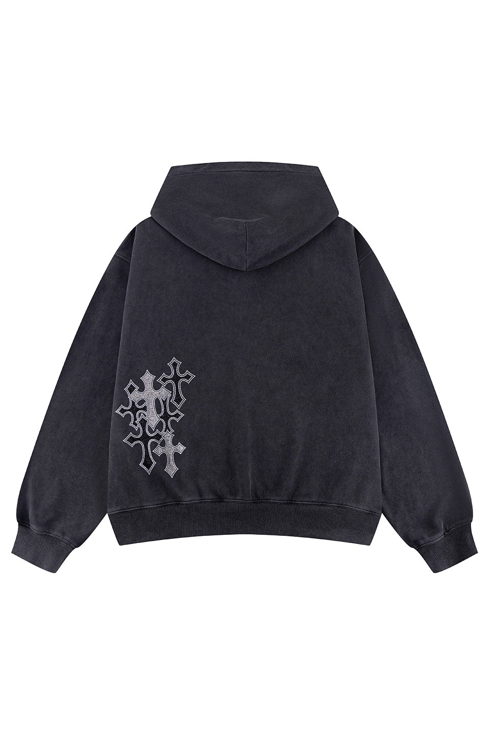 Multiple Cross Rhinestone Zip Hoodie