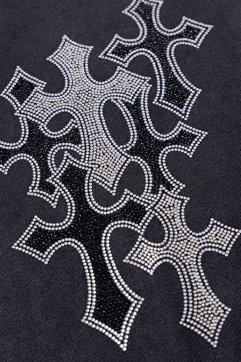 Multiple Cross Rhinestone Zip Hoodie