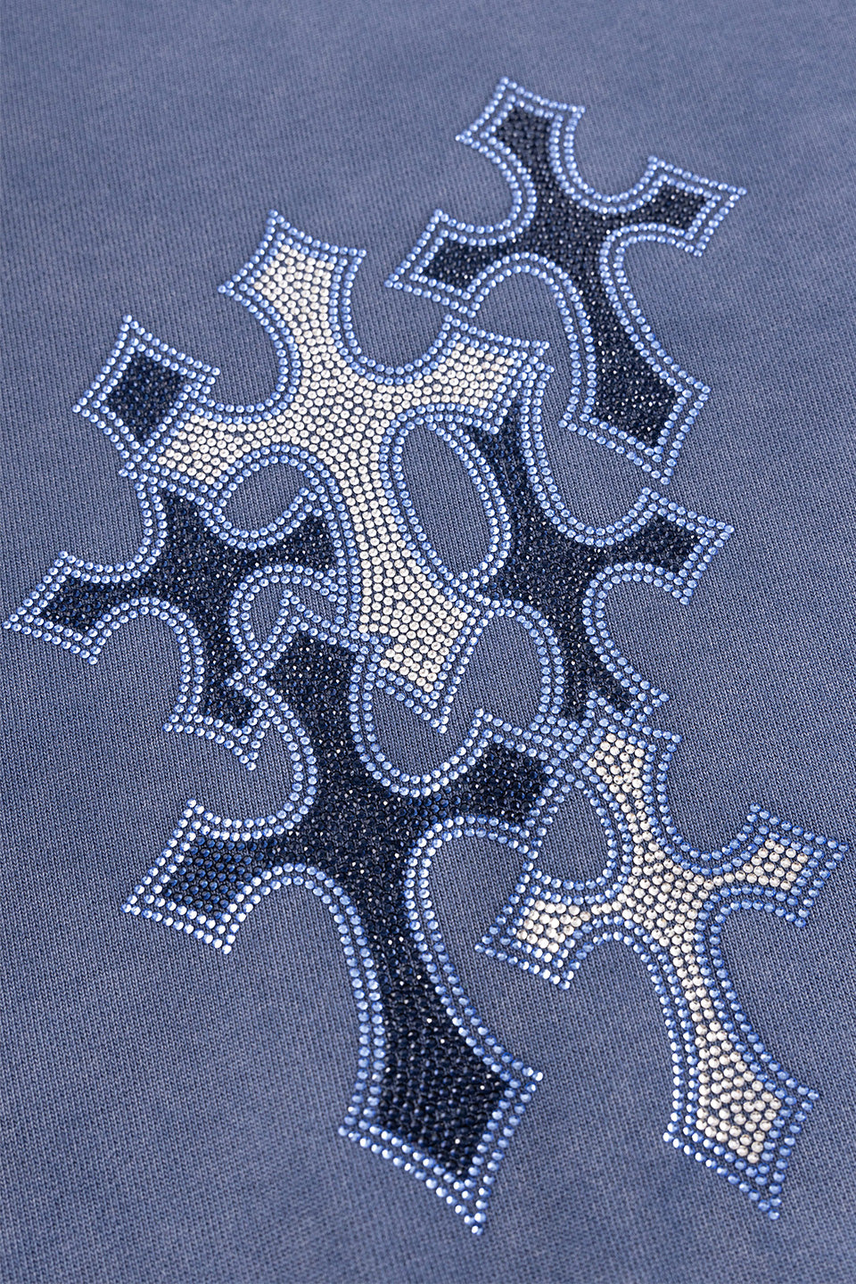 Multiple Cross Rhinestone Zip Hoodie