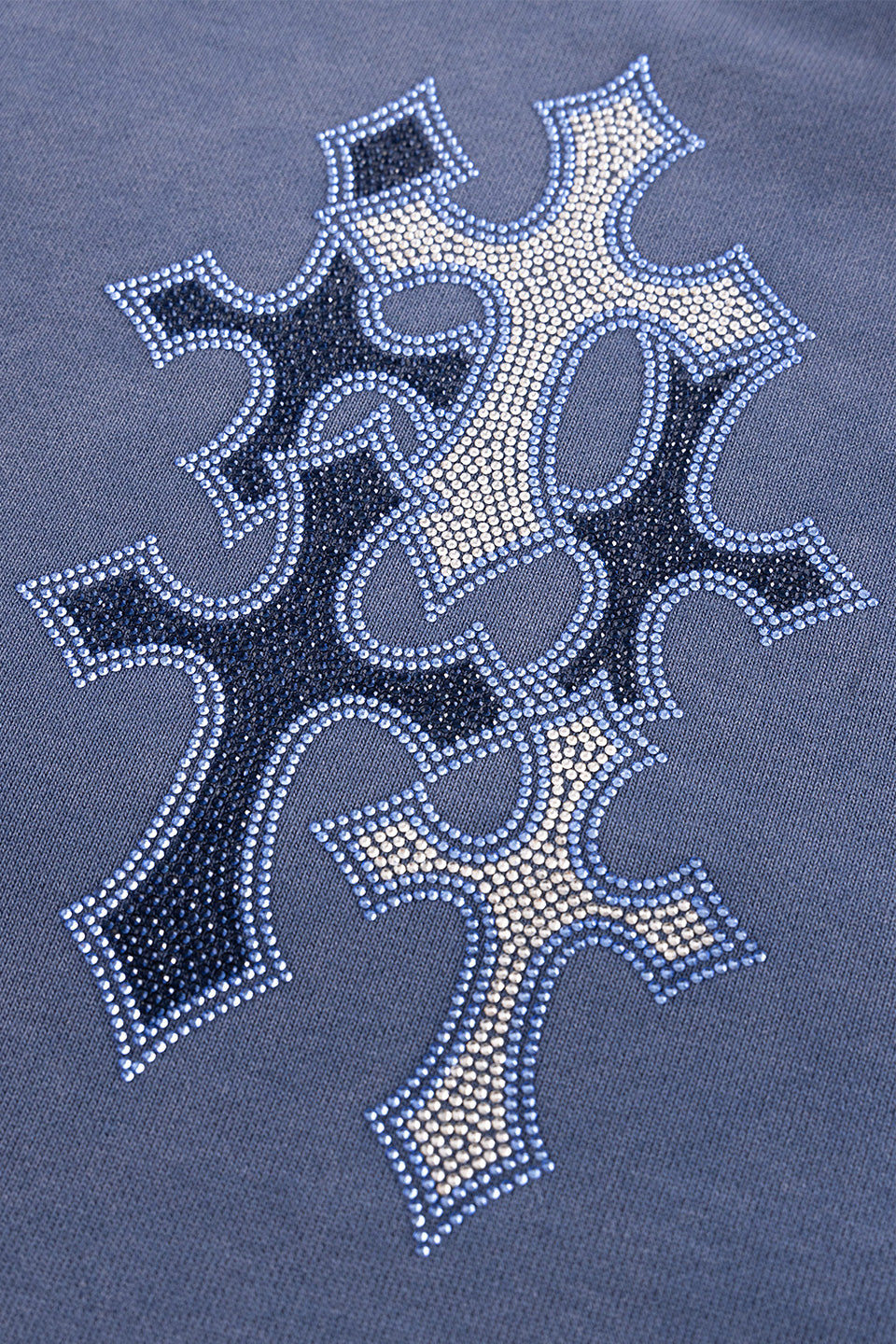 Multiple Cross Rhinestone Zip Hoodie