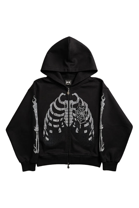 【予約商品】Noremid X Supplier Rhinestone Fire Bones Zip Hoodie【1月下旬お届け】