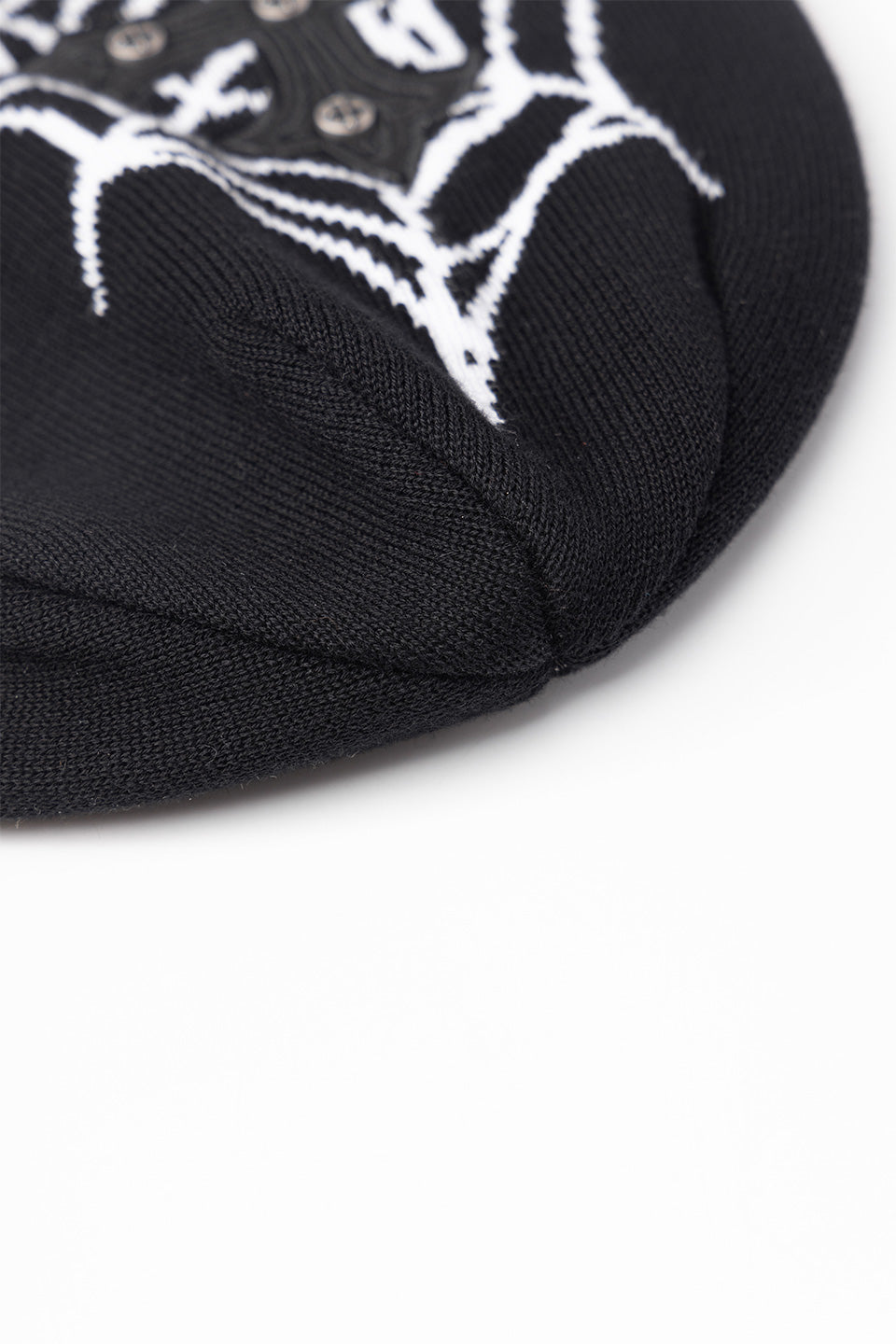 Noremid X Supplier Spider Web Cross Leather Patch Beanie