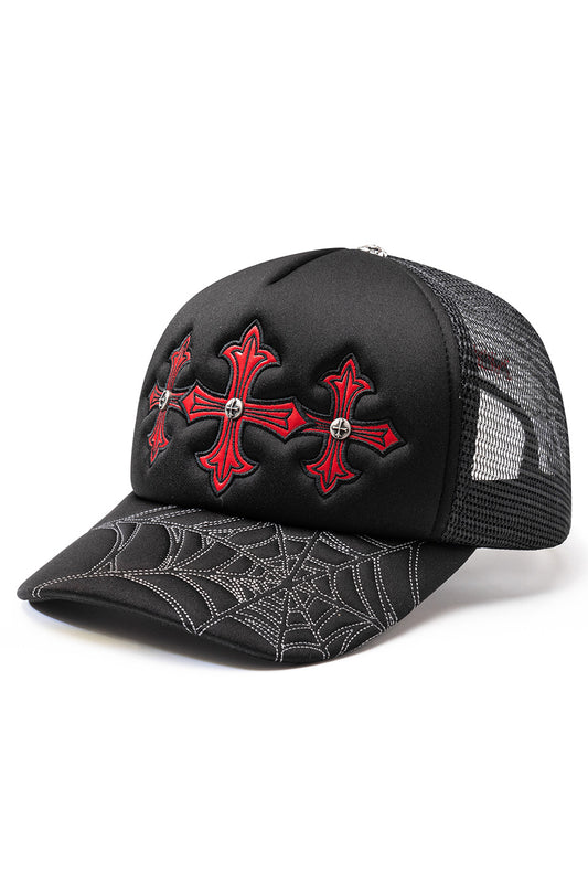Noremid X Supplier Spier Web Cross Leather Patch Mesh Cap