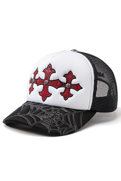 Noremid X Supplier Spier Web Cross Leather Patch Mesh Cap