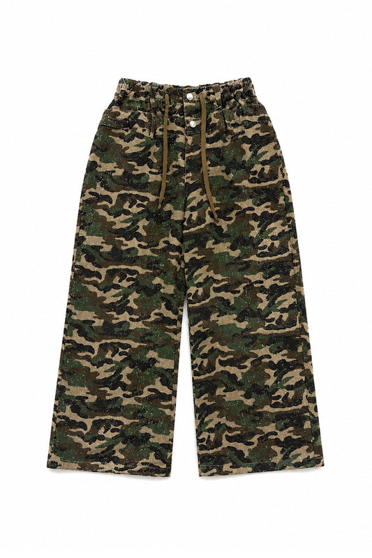 Needle-Punched Camo Wide Pants