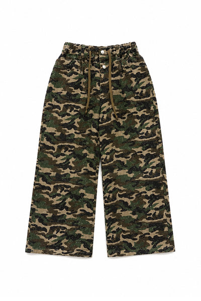 Needle-Punched Camo Wide Pants｜VI E DIT｜カーゴパンツ