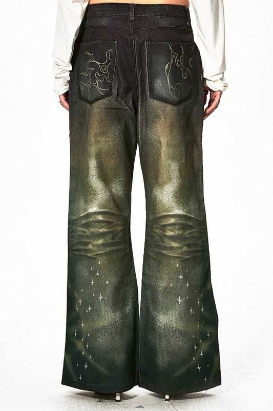 Ocean Psychedelic Rhinestone Jeans