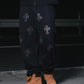 Outline Cross Rhinestone Sweat Pants