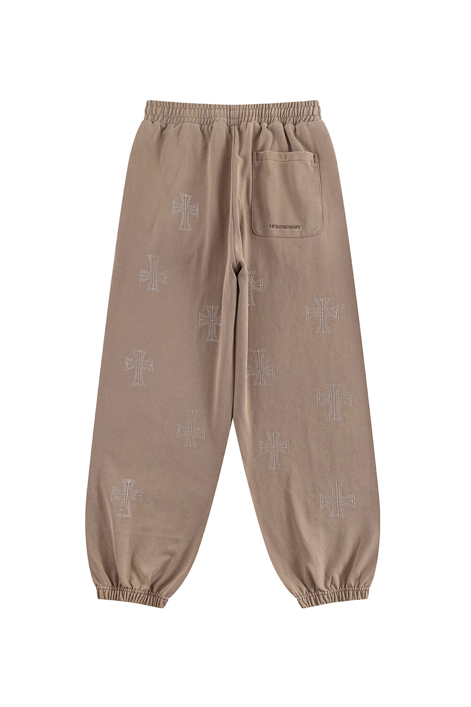 Outline Cross Rhinestone Sweat Pants
