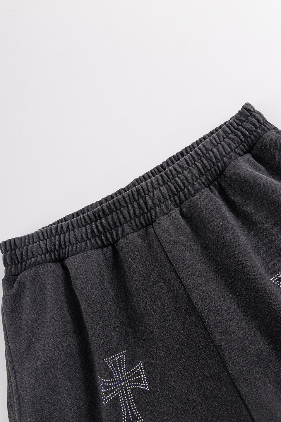 Outline Cross Rhinestone Sweat Pants