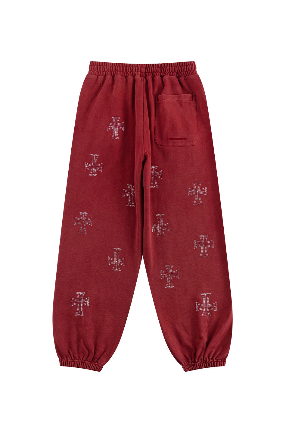 Outline Cross Rhinestone Sweat Pants