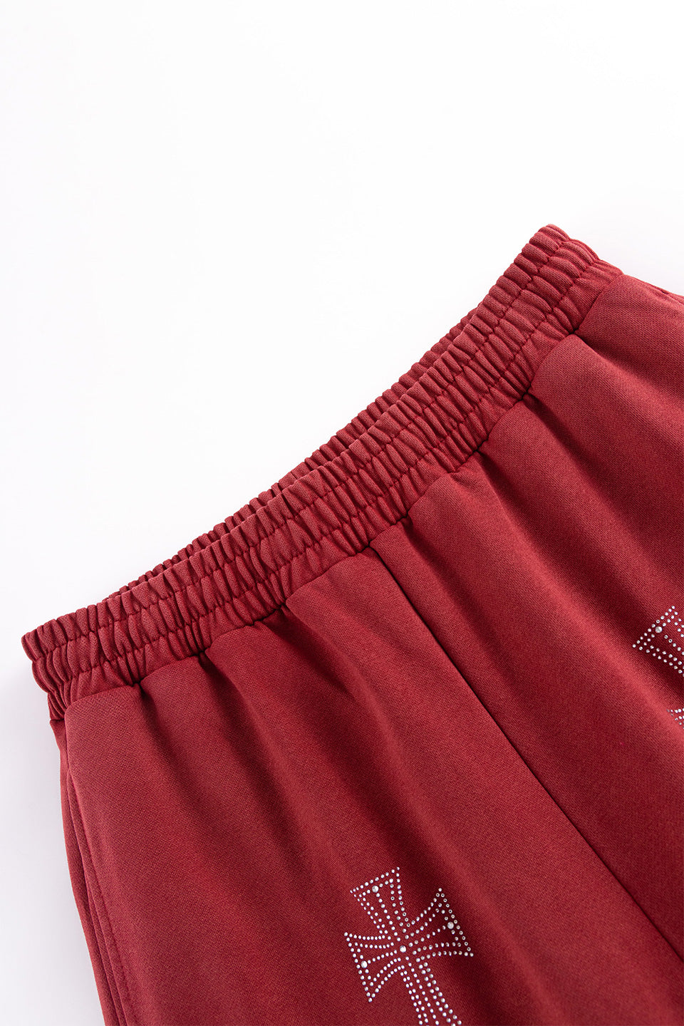 Outline Cross Rhinestone Sweat Pants