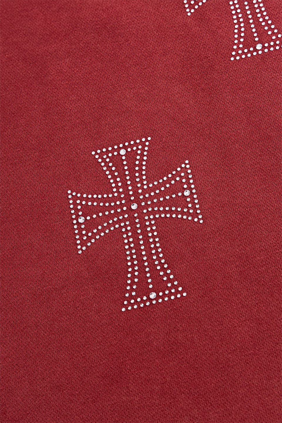 Outline Cross Rhinestone Sweat Pants