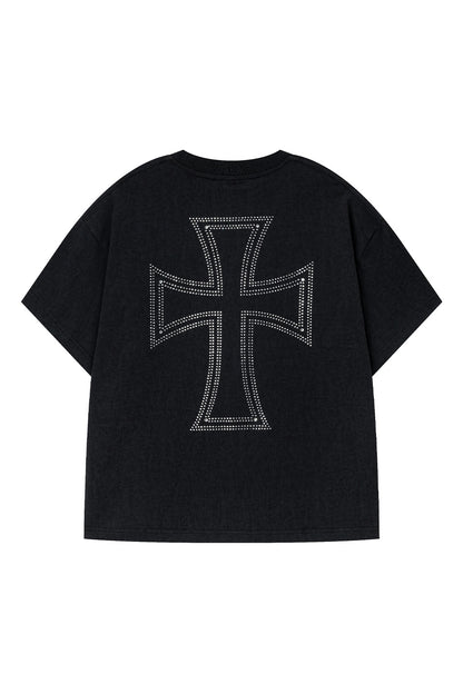 Outline Cross Rhinestone Tee