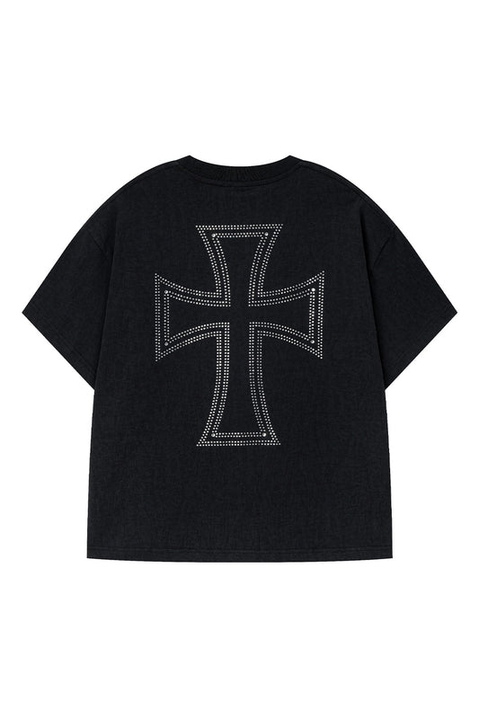 Outline Cross Rhinestone Tee