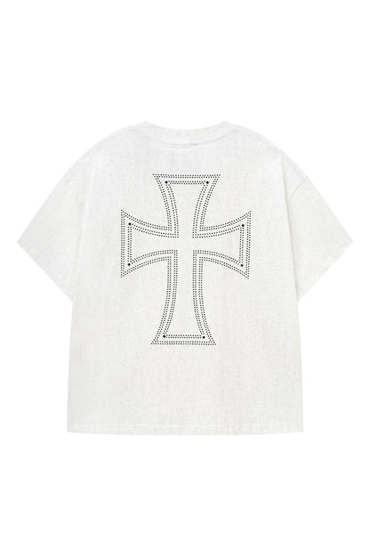 Outline Cross Rhinestone Tee