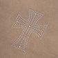 Outline Cross Rhinestone Zip Hoodie