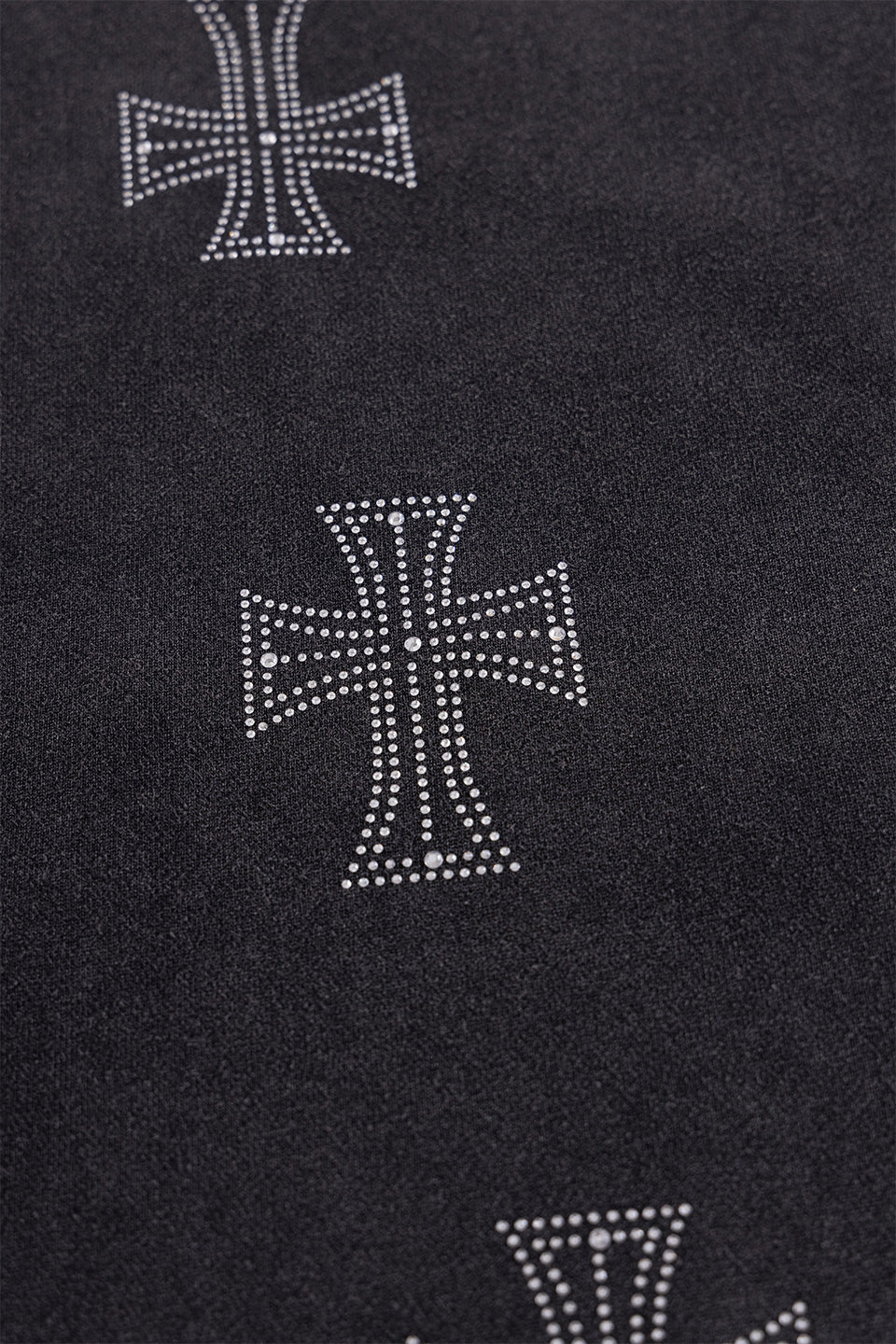Outline Cross Rhinestone Zip Hoodie