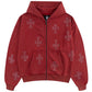 Outline Cross Rhinestone Zip Hoodie