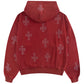 Outline Cross Rhinestone Zip Hoodie