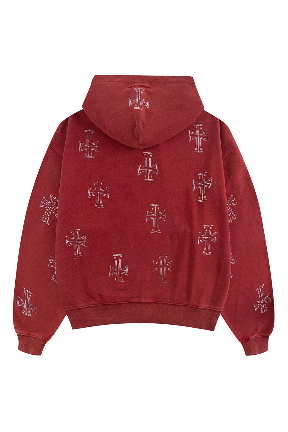 Outline Cross Rhinestone Zip Hoodie