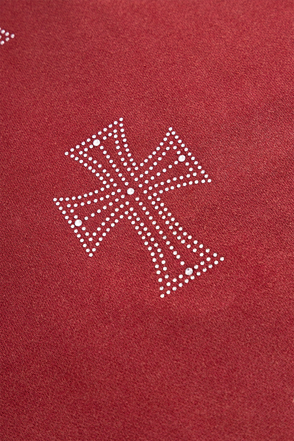 Outline Cross Rhinestone Zip Hoodie