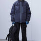 Patchwork Zipper Hooded Down Jacket