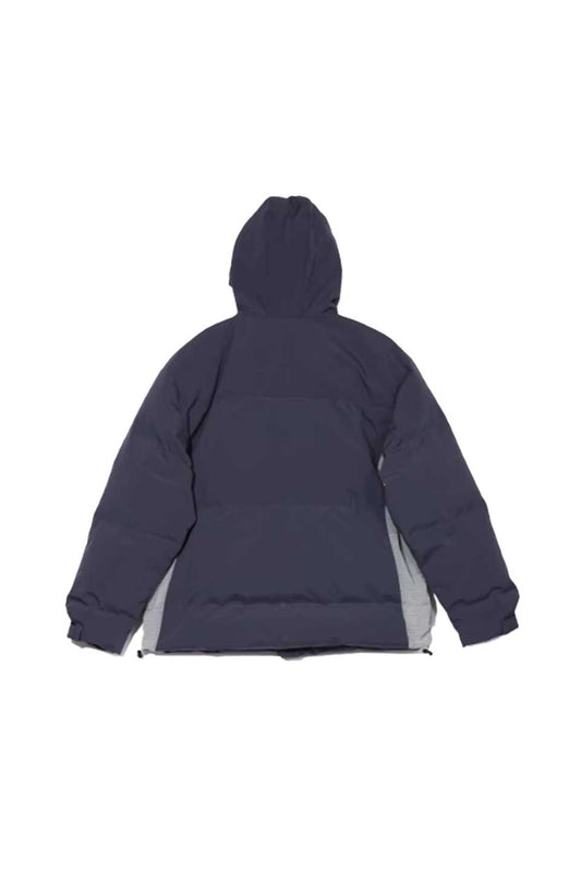 Patchwork Zipper Hooded Down Jacket