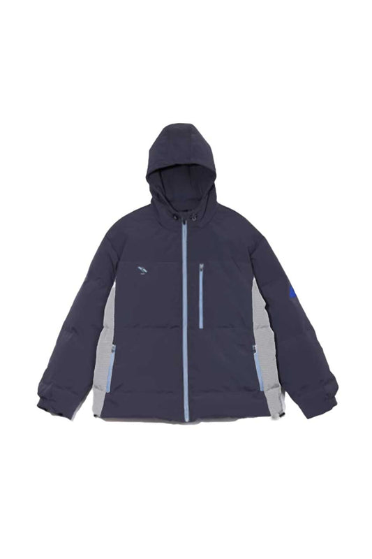 Patchwork Zipper Hooded Down Jacket