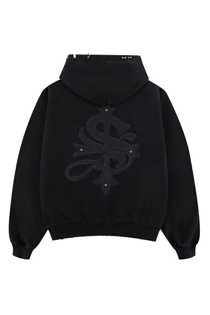 Pierced Tribal Cross Zip Hoodie