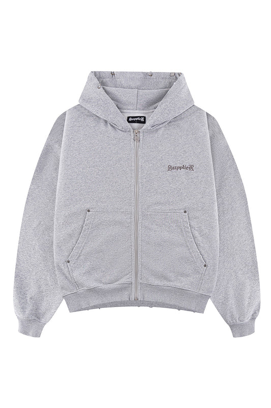 Pierced Tribal Cross Zip Hoodie