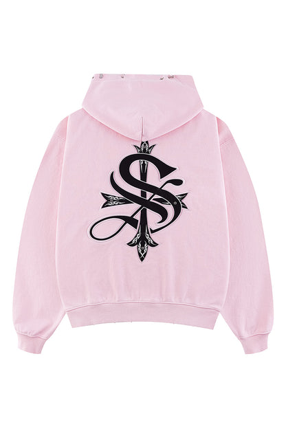 Pierced Tribal Cross Zip Hoodie