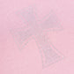 Pink Allover Cross Rhinestone Zip Hoodie