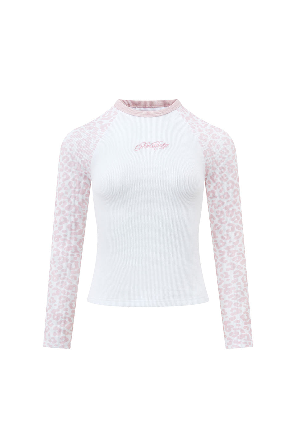 Pink Leopard Waffle Raglan Tee Women's