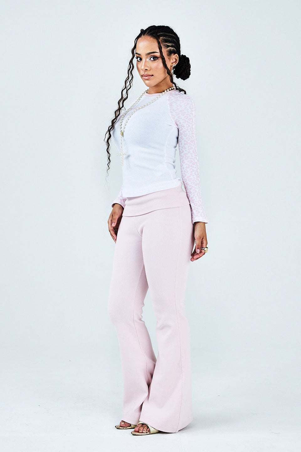 Pink Leopard Waffle Raglan Tee Women's