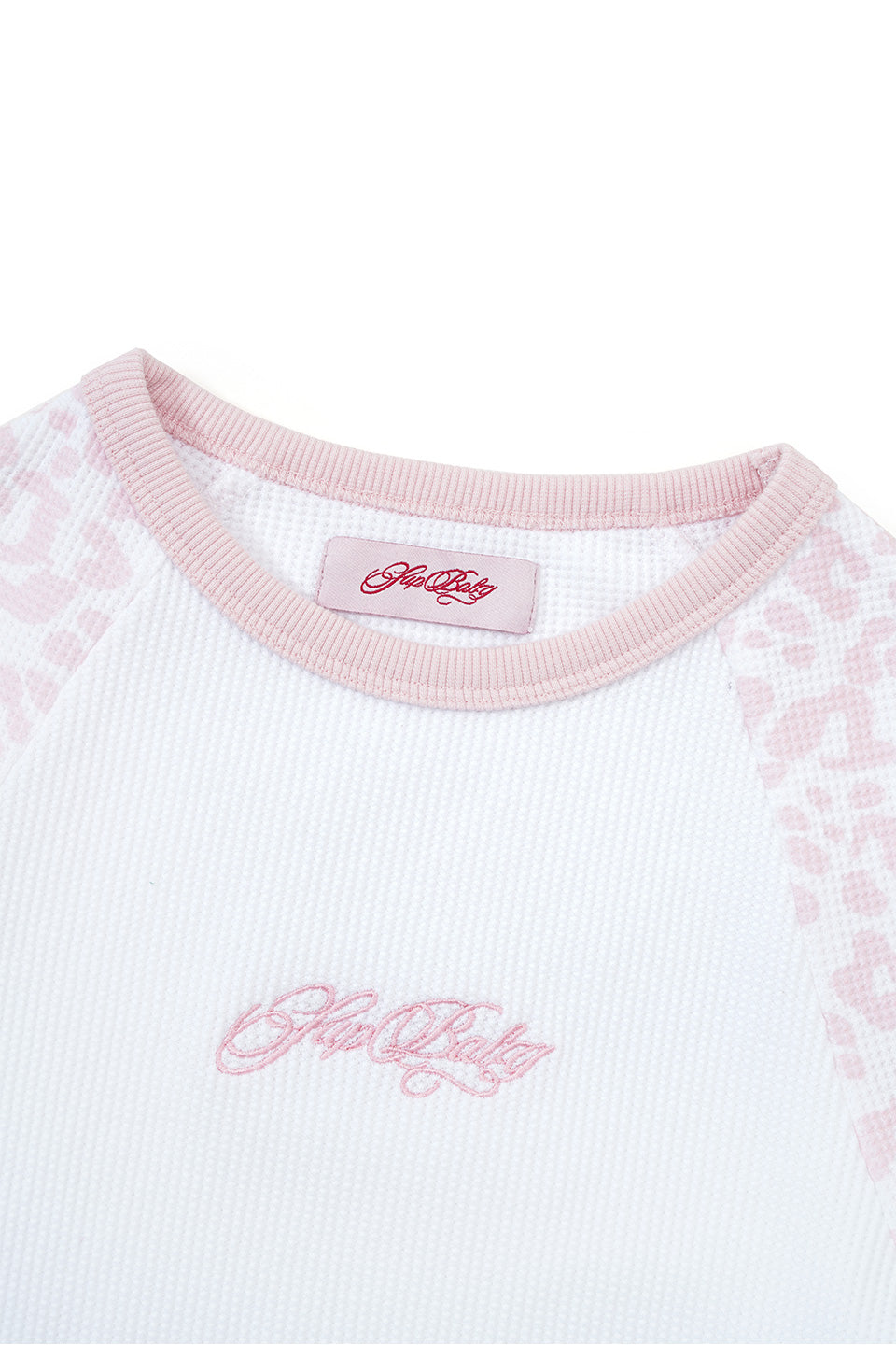 Pink Leopard Waffle Raglan Tee Women's