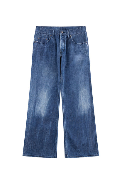 Printed Loose Flare Denim