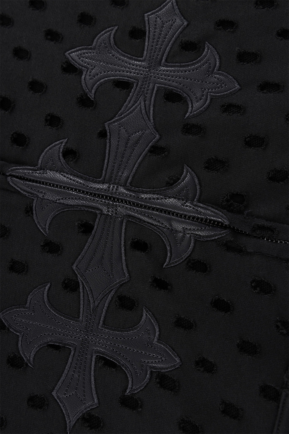 Punched-Out Double Layer Hood Zip Up