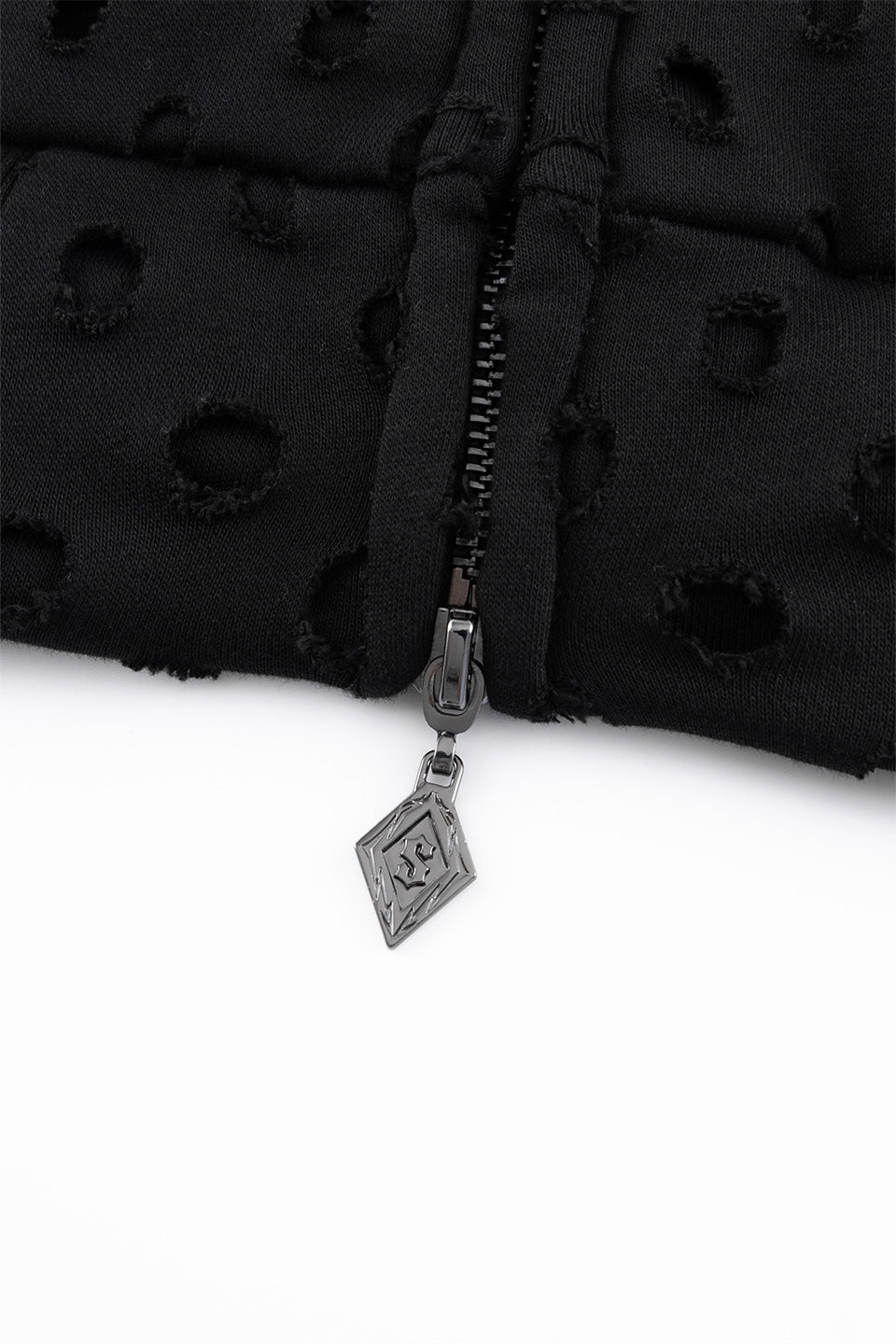Punched-Out Double Layer Hood Zip Up