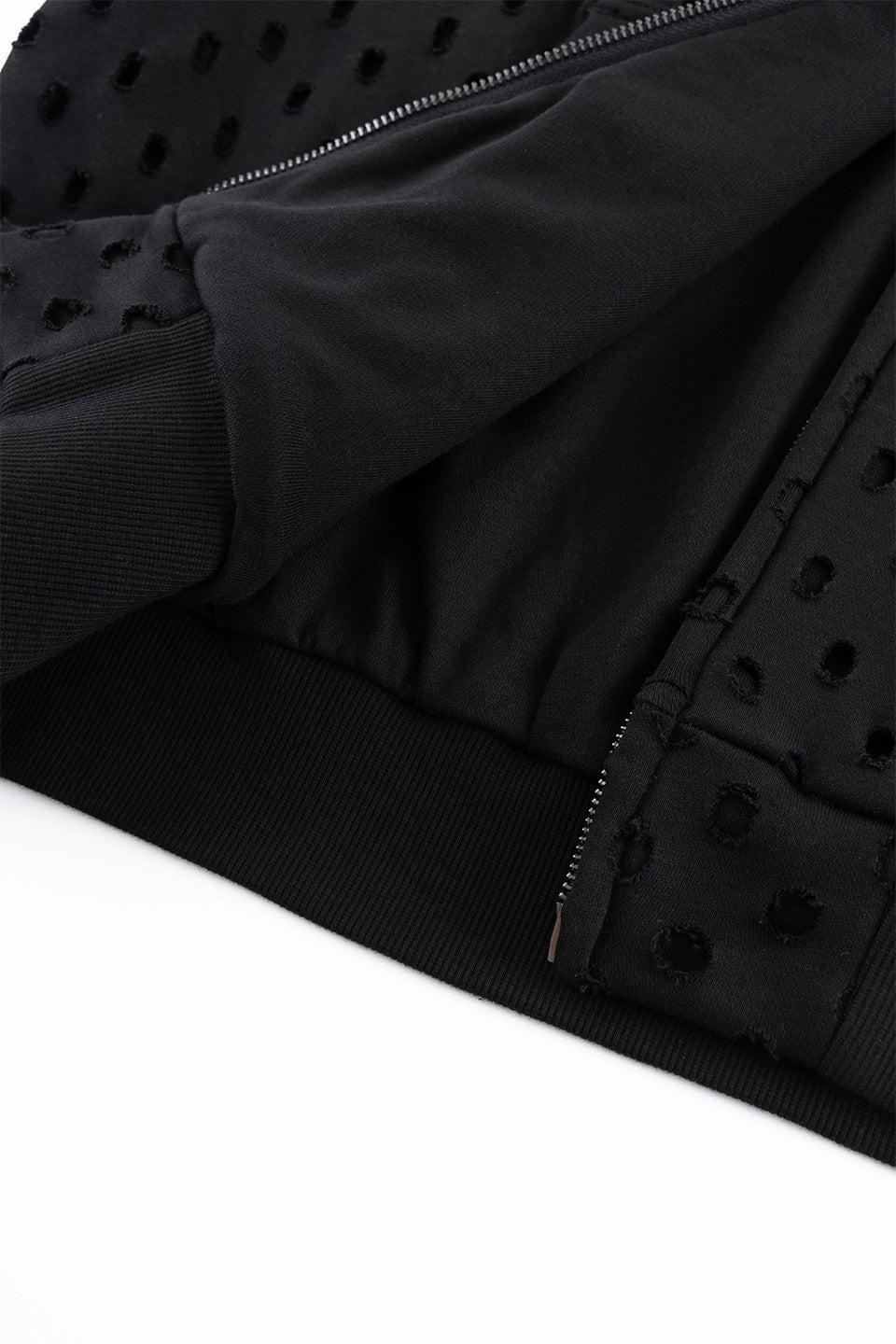 Punched-Out Double Layer Hood Zip Up
