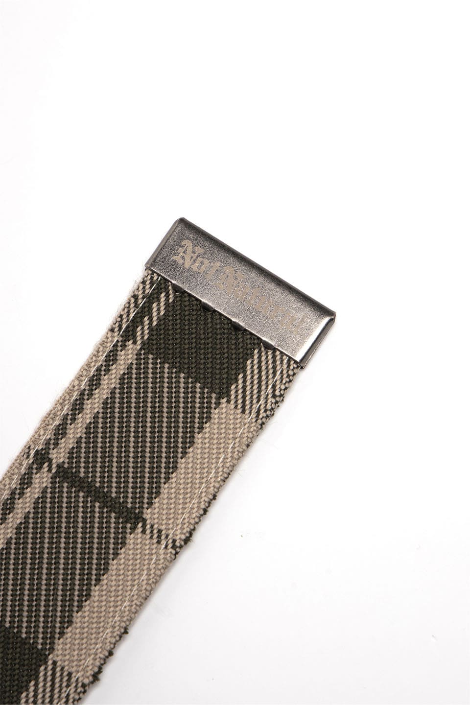 NOT NATURAL Jacquard Check Long Belt Beige