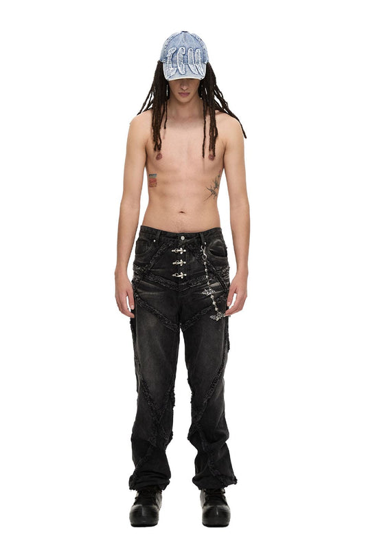 Silvering Distressed Bat Pants Chain