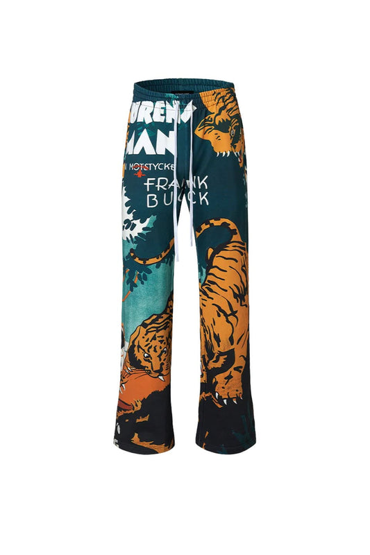 Tiger Sweatpants Pattern Printed Throughout.