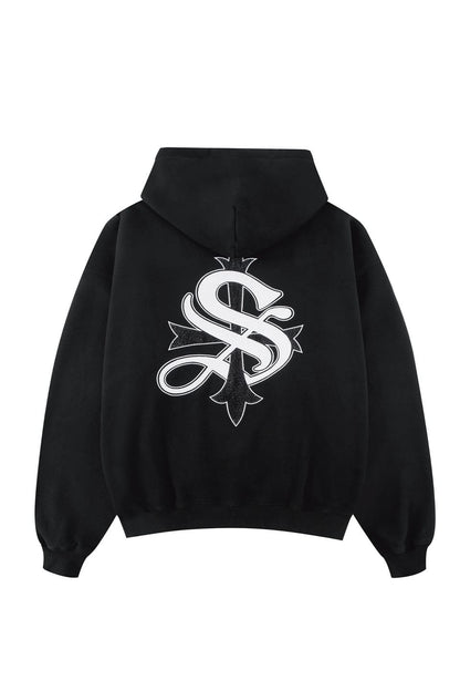 Boxy Fit Cross Logo Hoodie