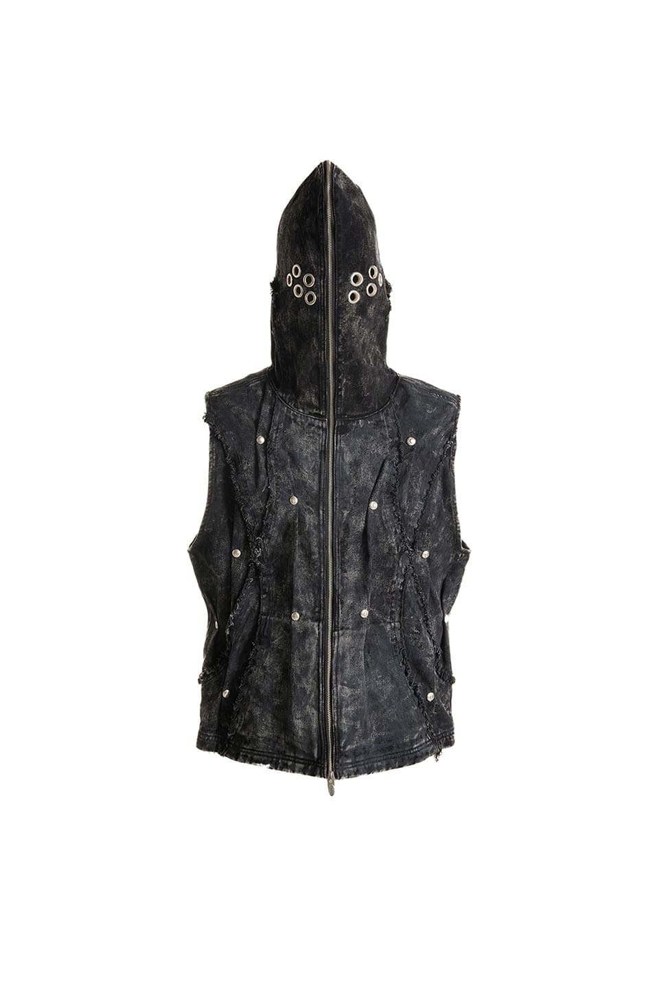 Eclipse Of The Blood Moon Brushed Texture Denim Hooded Vest