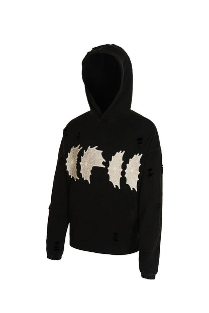 Cobweb Collage Destroys Washed Hoodie