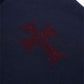 Navy With Red Cross Rhinestone Hoodie