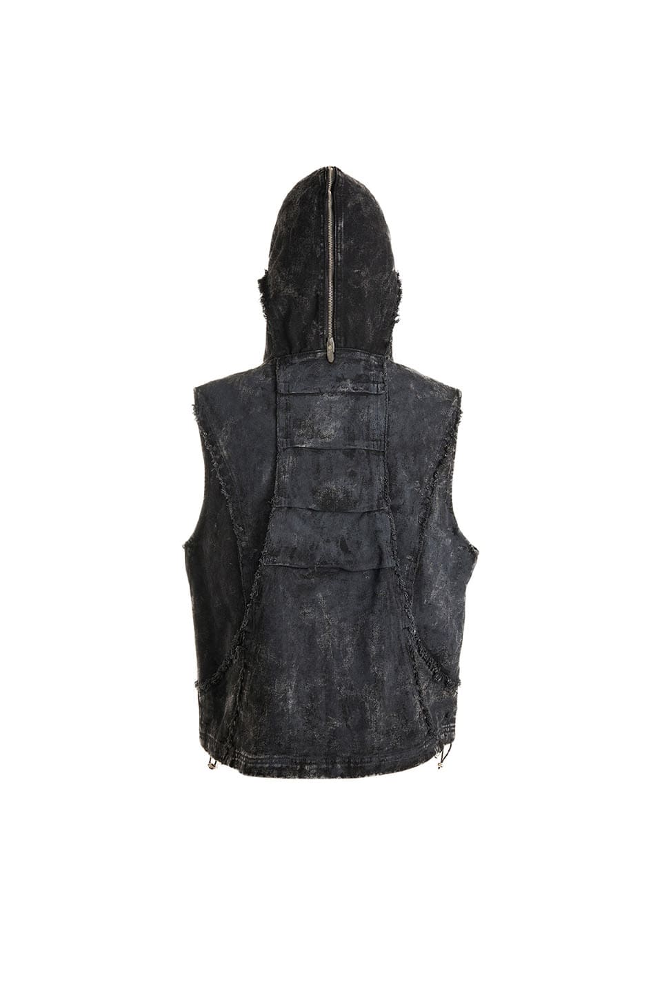 Eclipse Of The Blood Moon Brushed Texture Denim Hooded Vest