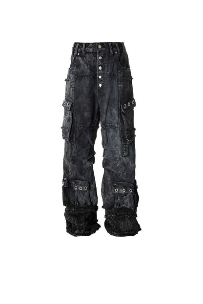 Eclipse Of The Blood Moon Brushed Texture Jeans With Pockets