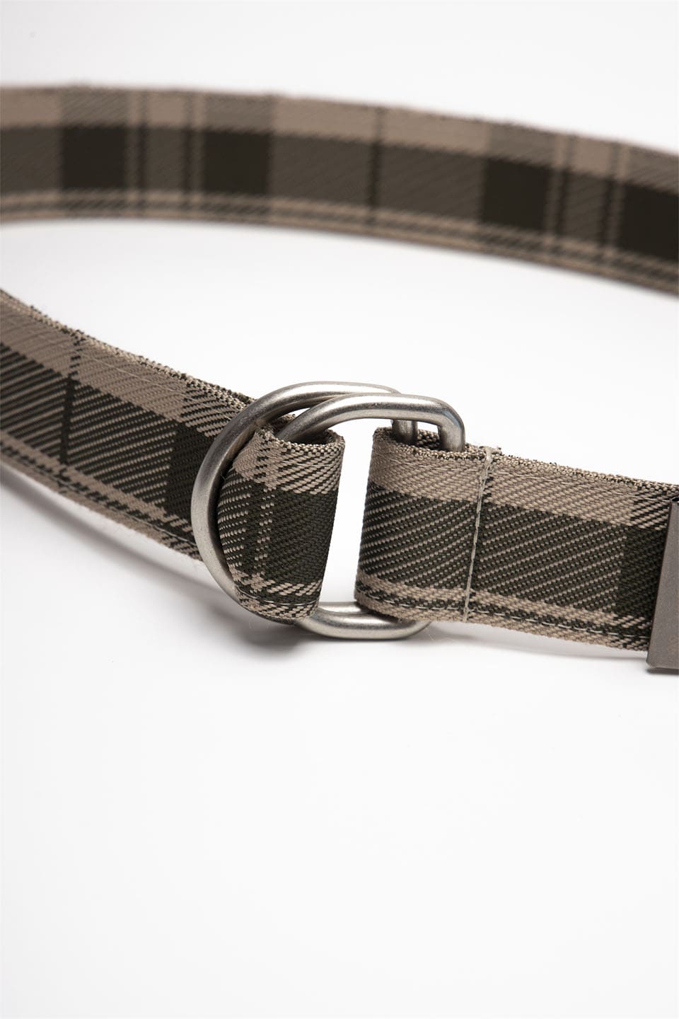 NOT NATURAL Jacquard Check Long Belt Beige